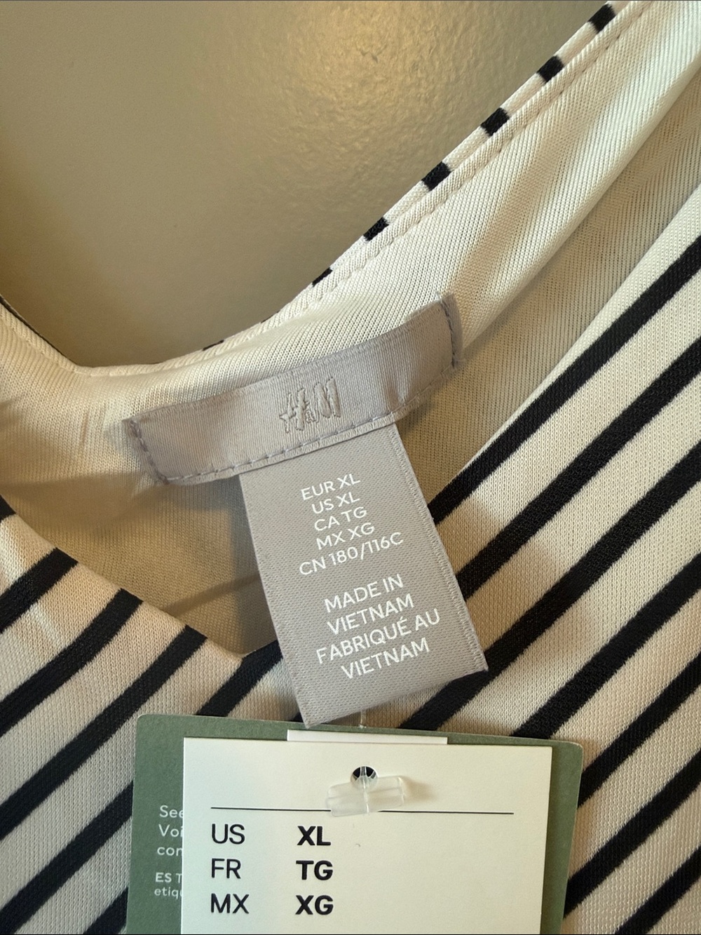 H&M Striped Black and White V-Neck Satin Camisole - Picture 3 of 6